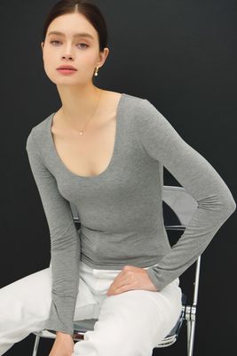 Luna Scoop Neck Long Sleeve - Heather Charcoal