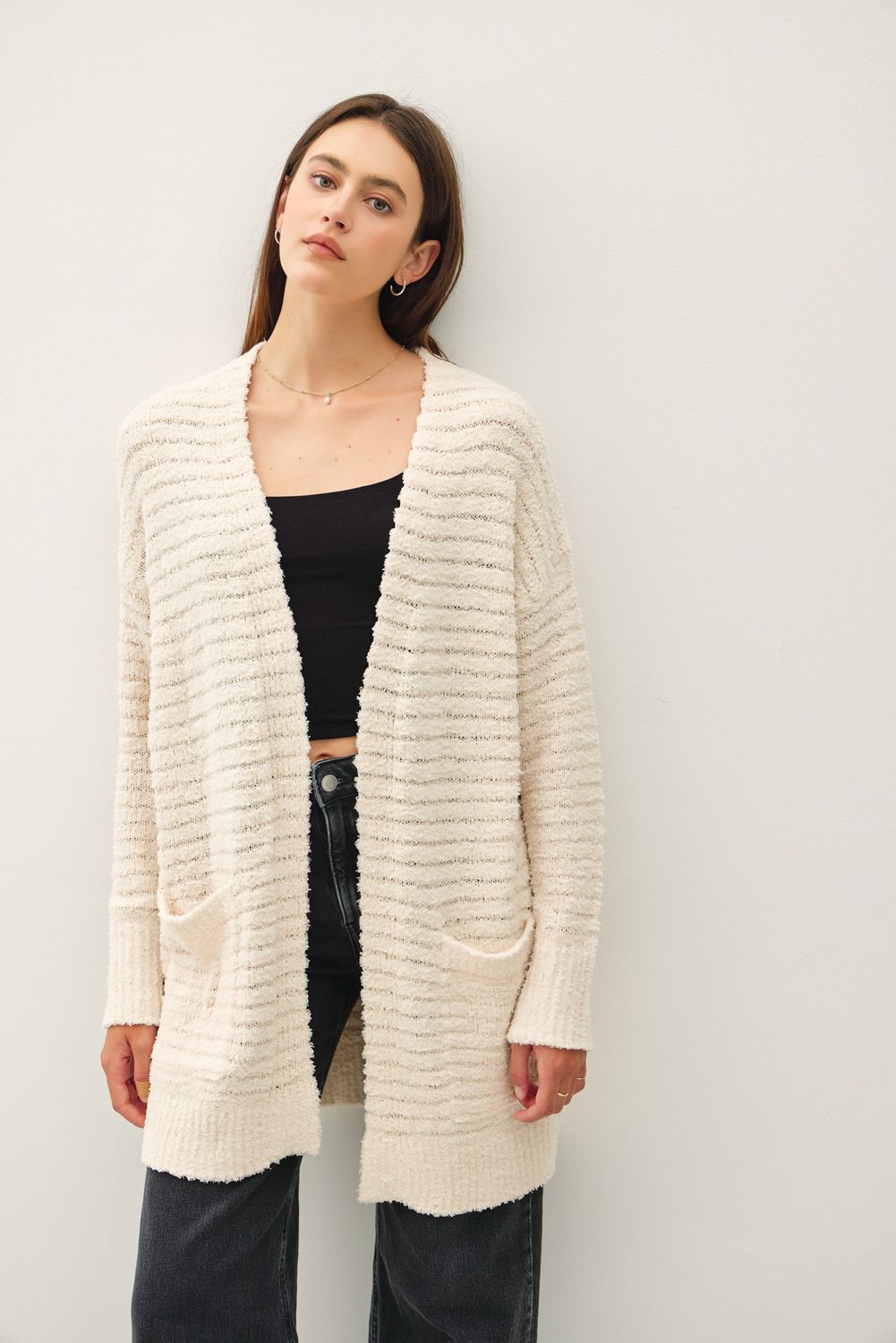 Julie Ribbed Duster - Ivory