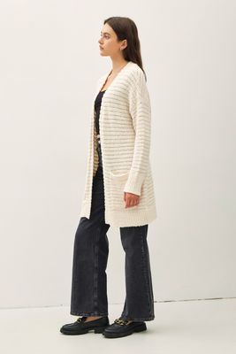 Julie Ribbed Duster - Ivory