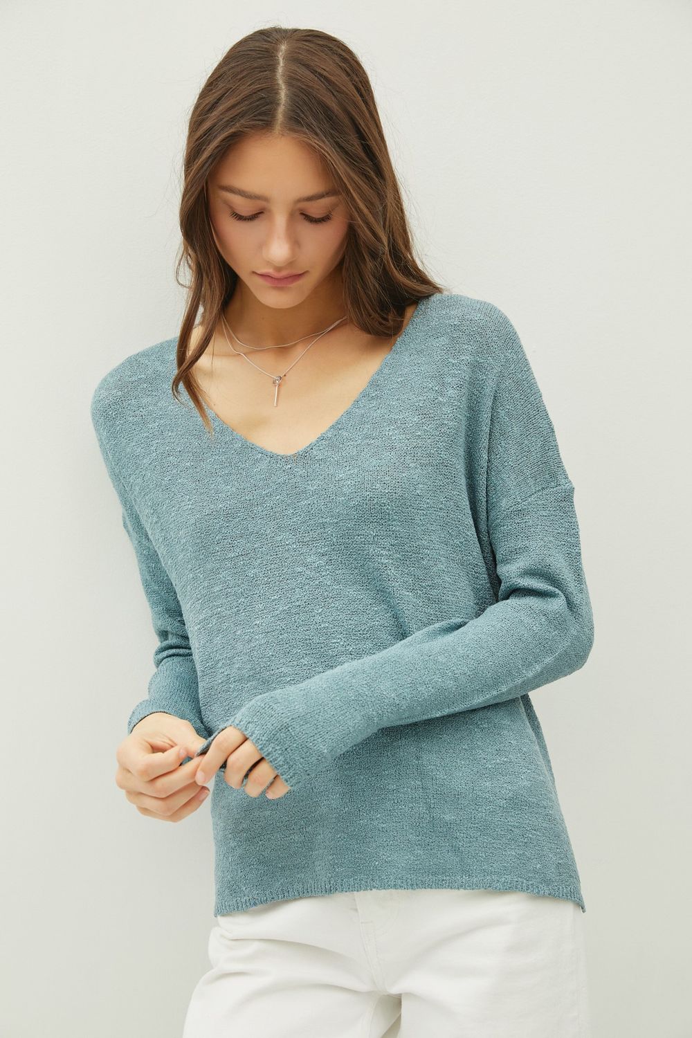 Cassidy V-Neck Sweater - Jade