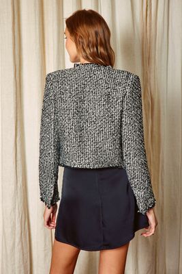 Adalyn Open Front Knitted Blazer - Oyster Cream