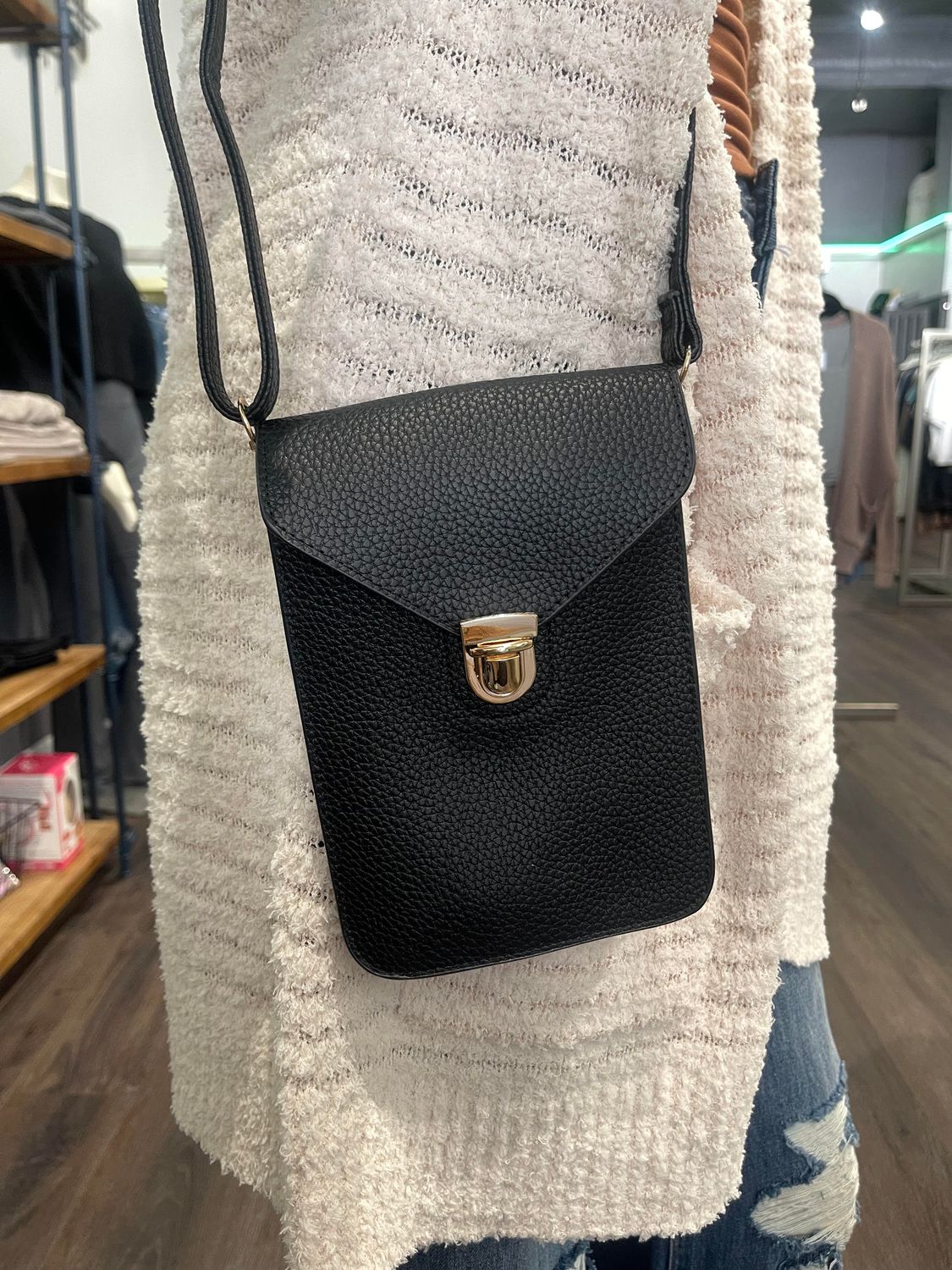Cellphone Pouch Crossbody, Color: Black