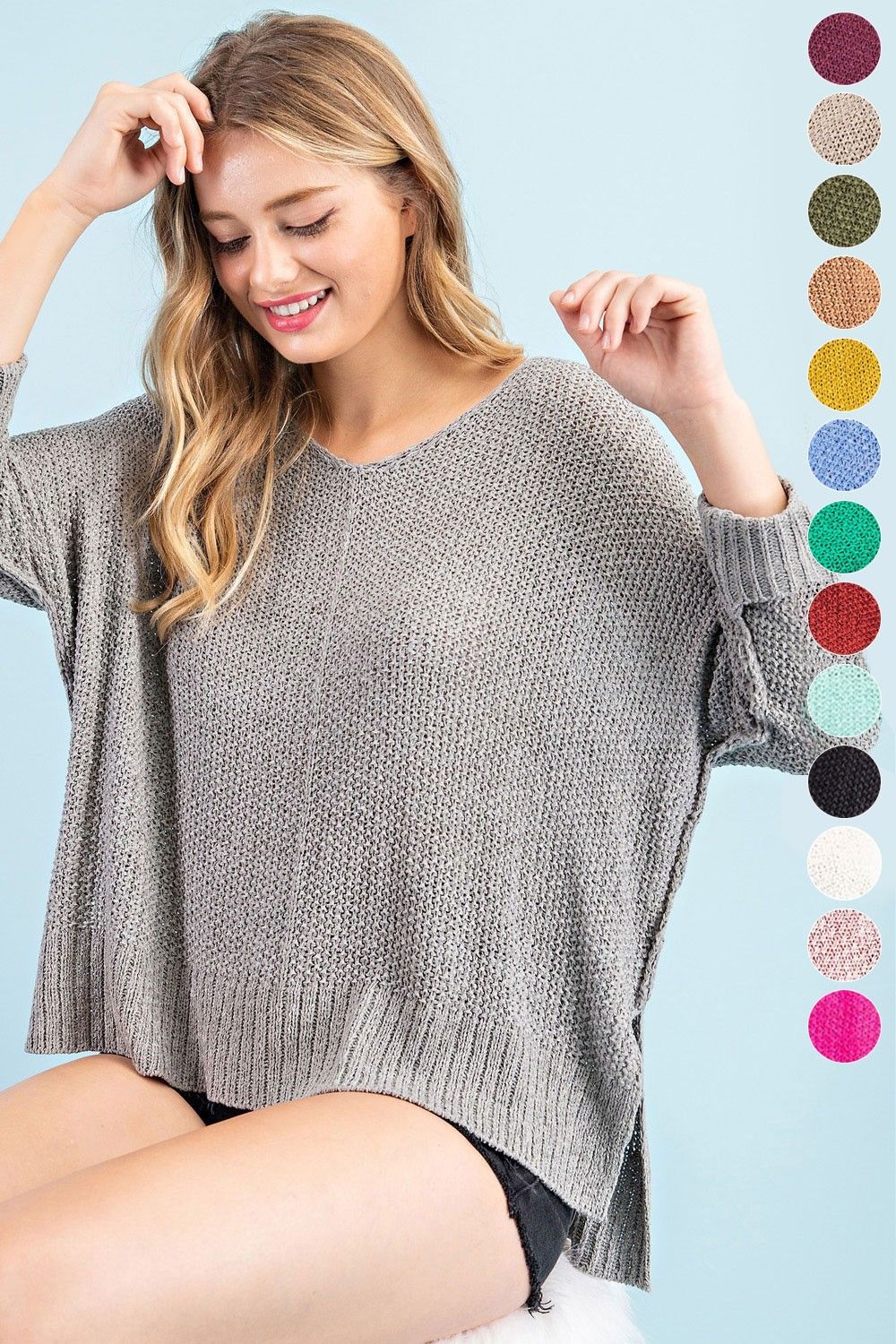 Lisa Crew Neck Sweater - H. Grey