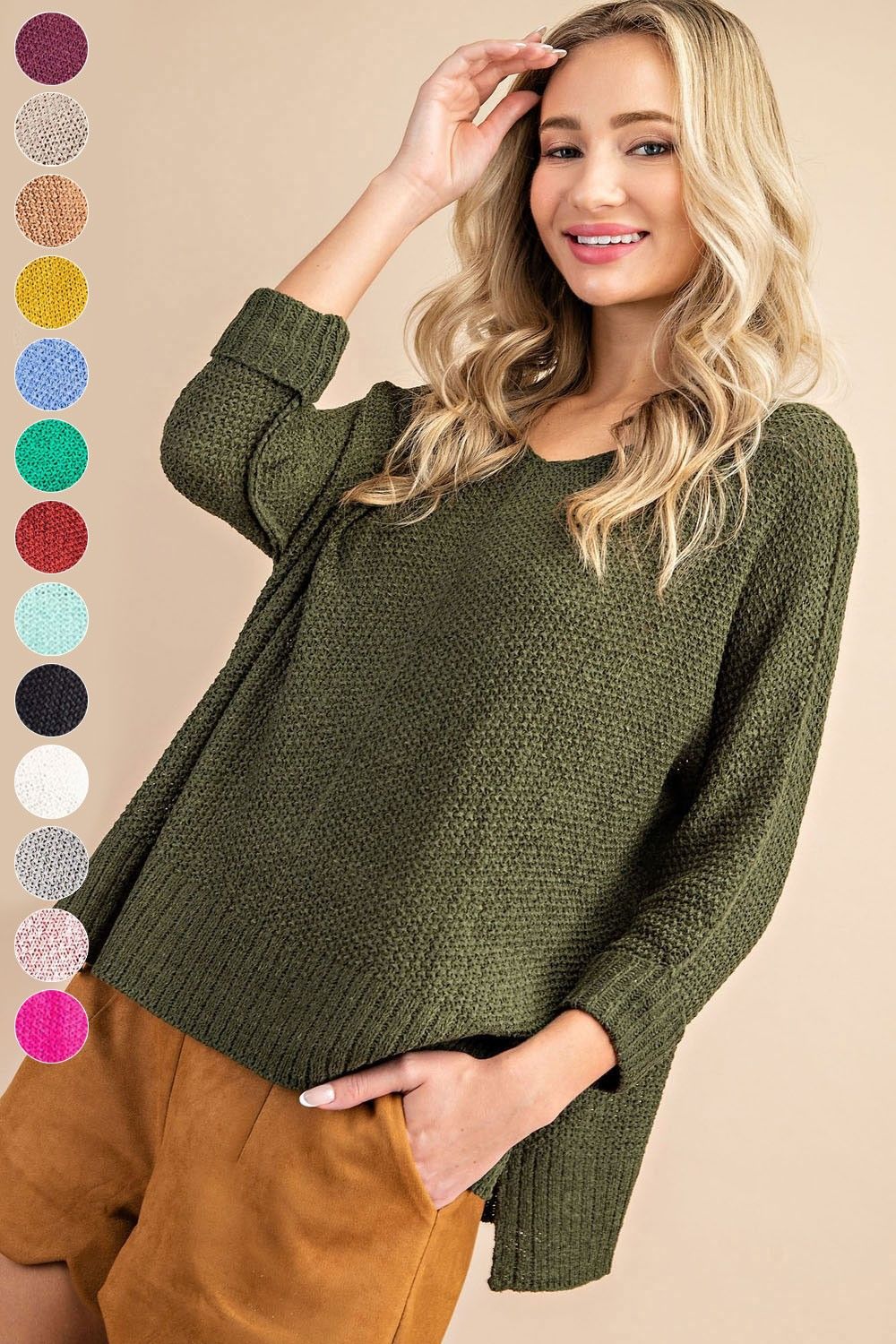 Lisa Crew Neck Sweater - Olive