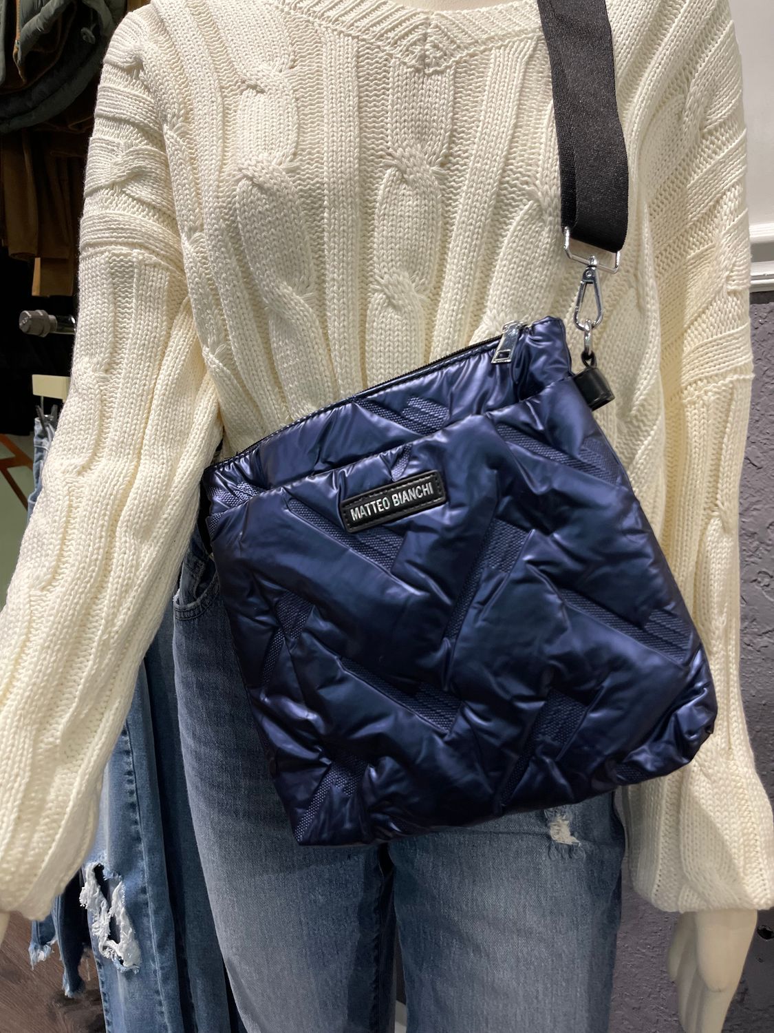 Quilted Crossbody, Color: Blue