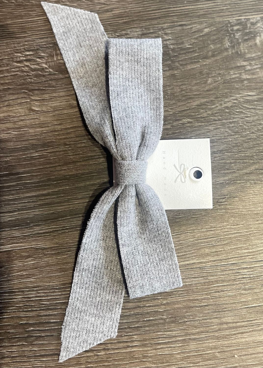 Hand Made Cloth Bow Barrette, Color: Grey