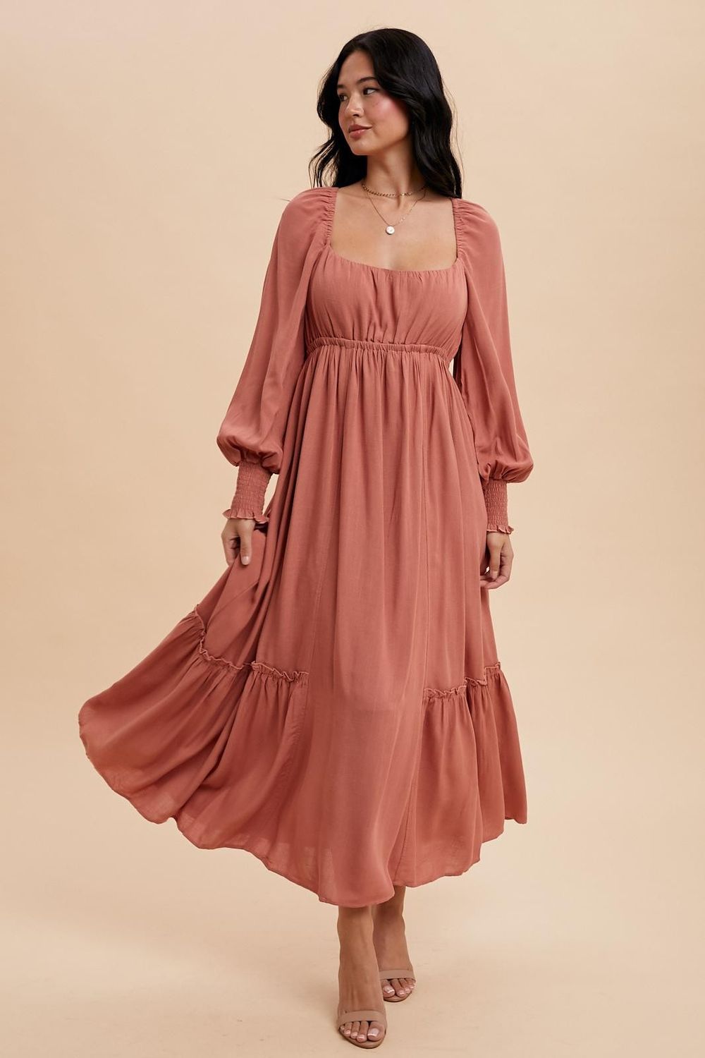 Gabby Long Sleeve Maxi Dress - Desert Rose