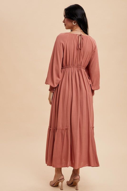 Gabby Long Sleeve Maxi Dress - Desert Rose