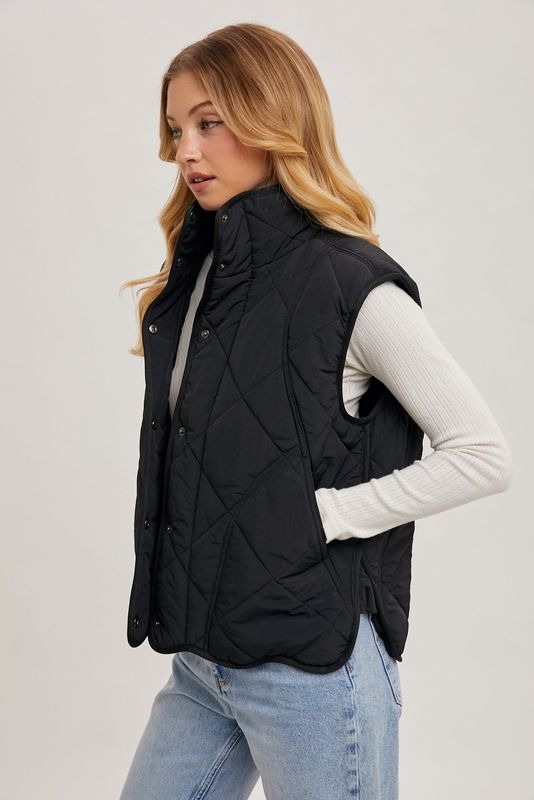 Quilted Puffer Vest - Black