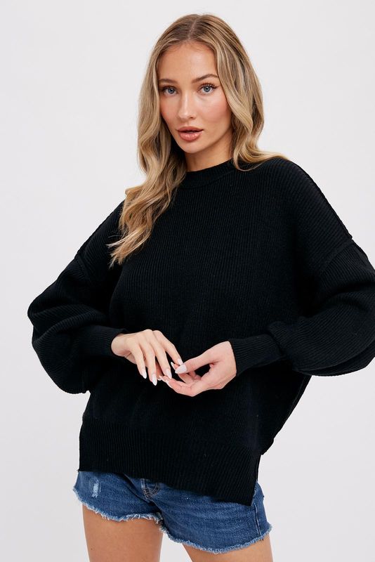 Katie Mock Neck Sweater - Black
