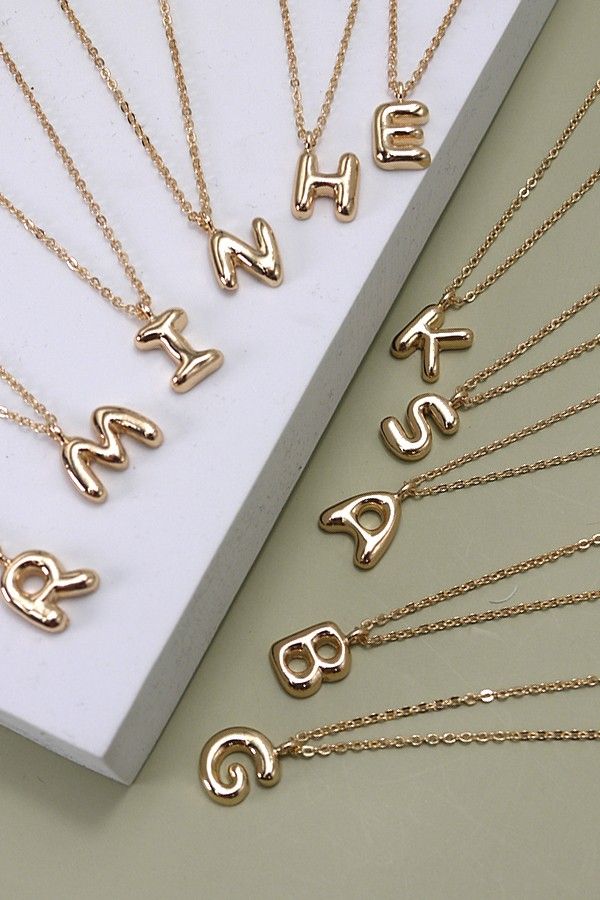 Gold Initial Bubble Necklace