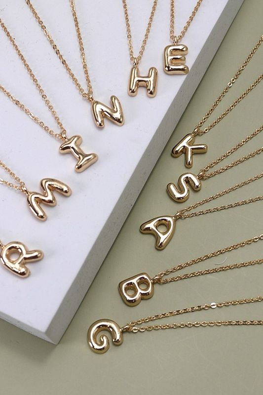 Gold Initial Bubble Necklace