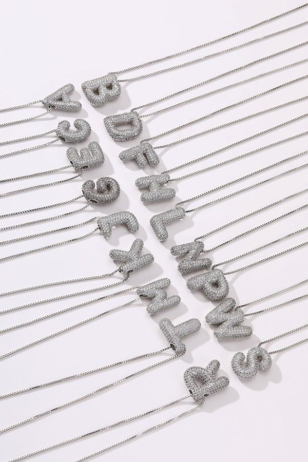 Rhinestone Initial Bubble Necklace