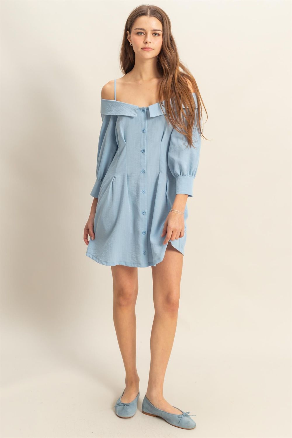 Paige Pleated Dress - Blue