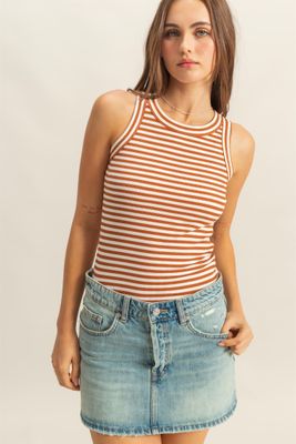 Janice Striped Tank Top - Tan