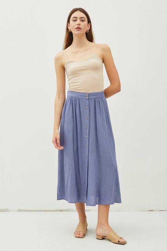 Becca Linen Midi Skirt - Indigo