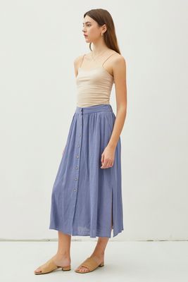 Becca Linen Midi Skirt - Indigo