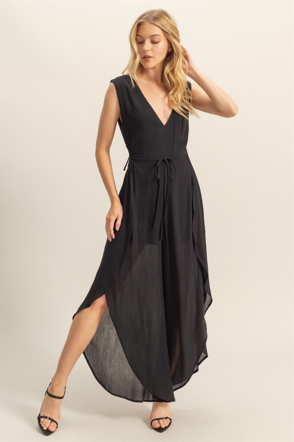 Jamie Flowy Jumpsuit - Black, Size: Small