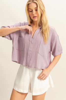 Penelope Sheer V-Neck - Lavender