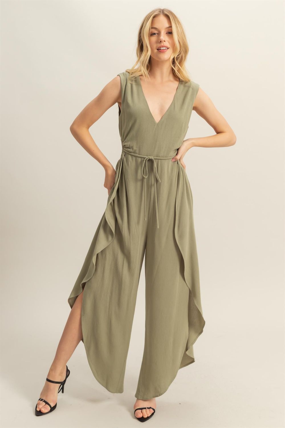 Jamie Flowy Jumpsuit - Olive