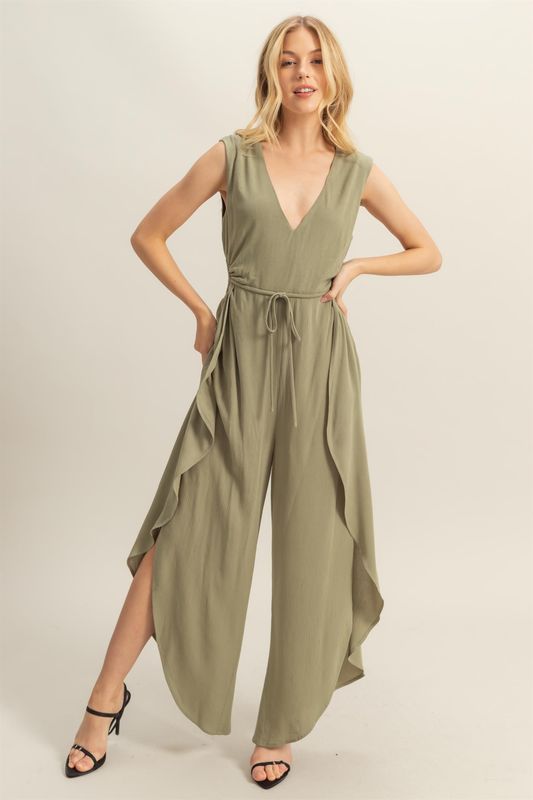 Jamie Flowy Jumpsuit - Olive