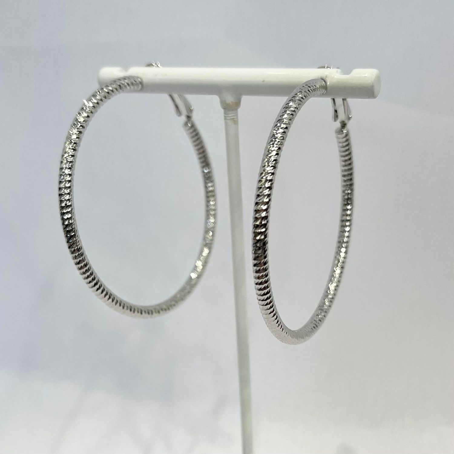 Medium Silver Shimmering Hoops