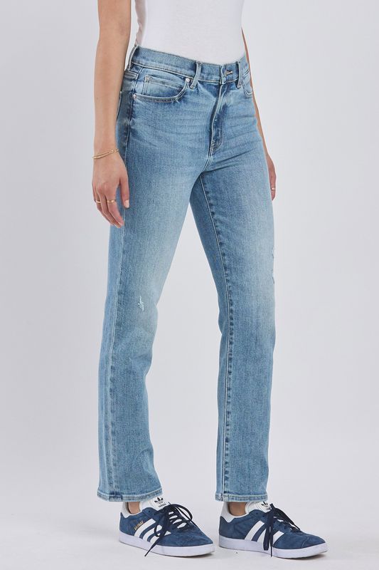 High Rise Straight Leg Jeans - Mid
