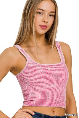 Square Neck Padded Tank - Ash Pink