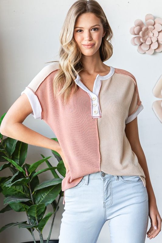 Melissa Colorblock Top - Peach
