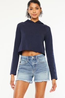 High Rise Mom Shorts -  Medium Wash