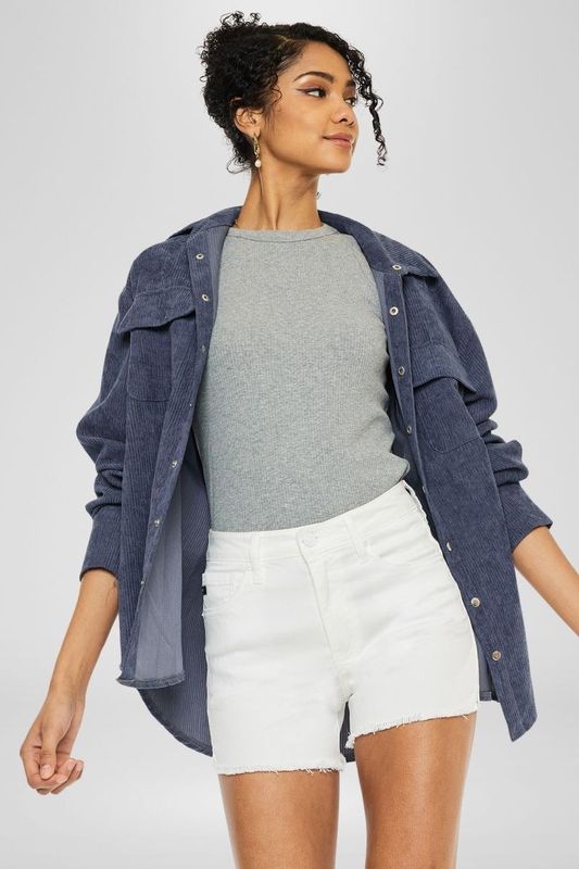 High Rise Denim Shorts - White