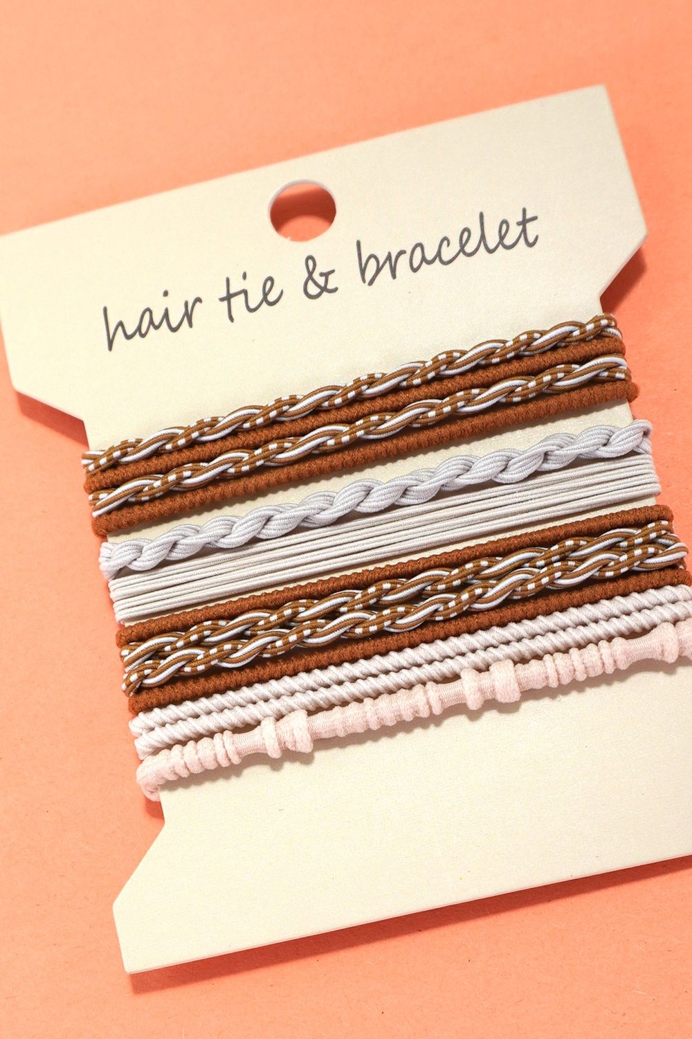 Boho Bracelet Hair Ties, Color: Cream/ Rust