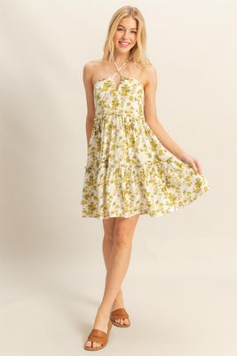 Tara Floral Mini Dress - Matcha