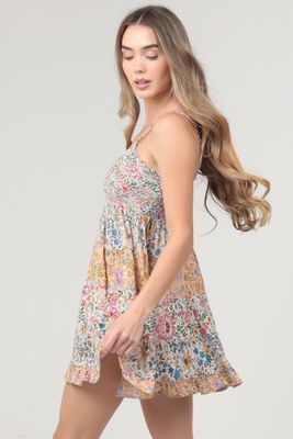 Malorie Smocked Mini Dress - Multi