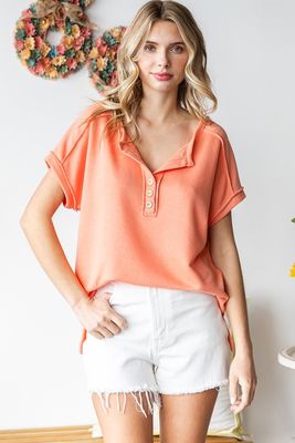 Mia Solid Top - Coral