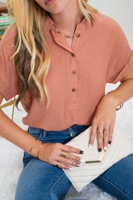 Brooke Button Down Top - Sienna