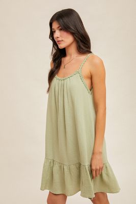 Whitney Cotton Gauze Dress - Sage