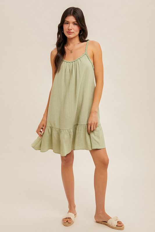 Whitney Cotton Gauze Dress - Sage