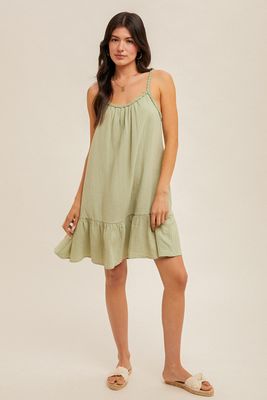 Whitney Cotton Gauze Dress - Sage