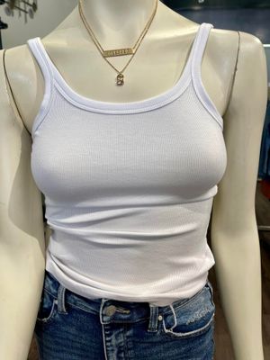 Macy Ribbed Tank Top - White