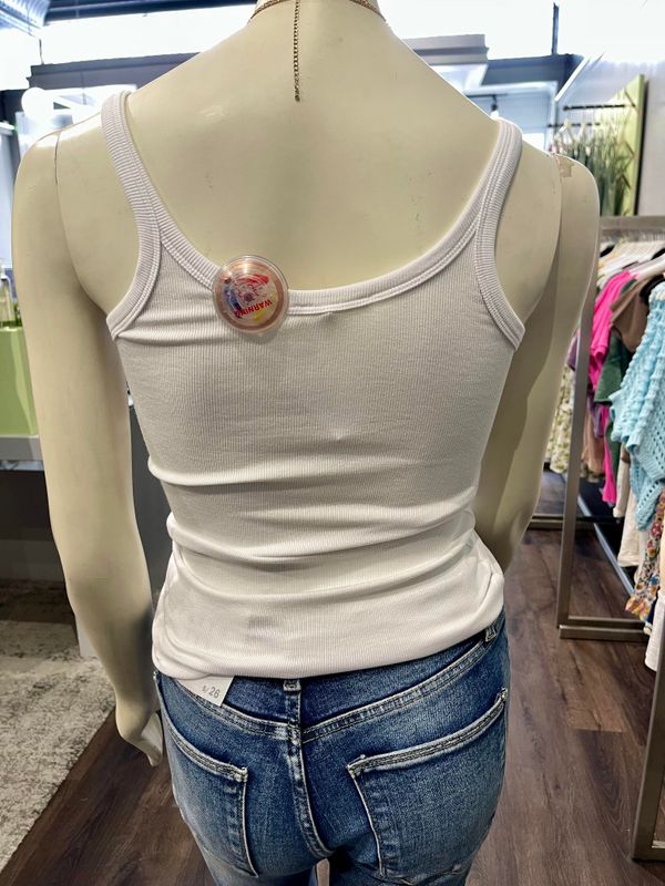 Macy Ribbed Tank Top - White