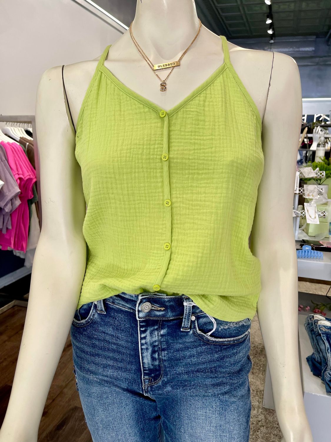 Reese Button Down Cami - Green