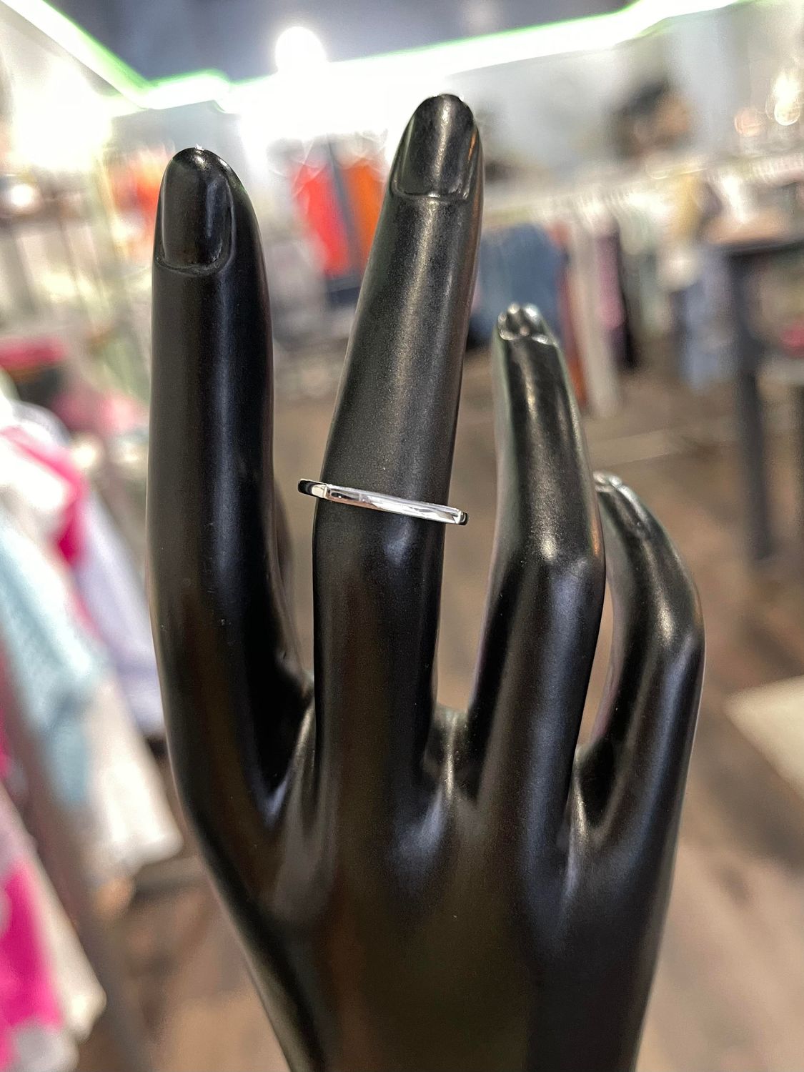 Rhodium Plated Bar Ring - 6