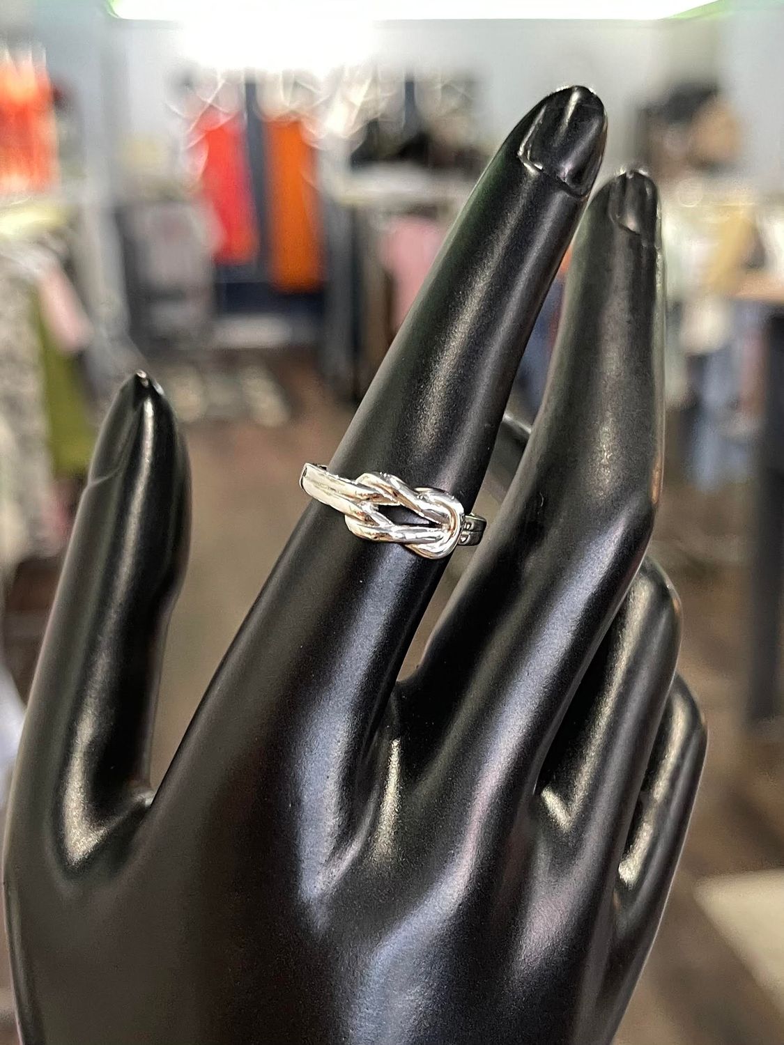 Silver Rhodium Knot Ring - 7