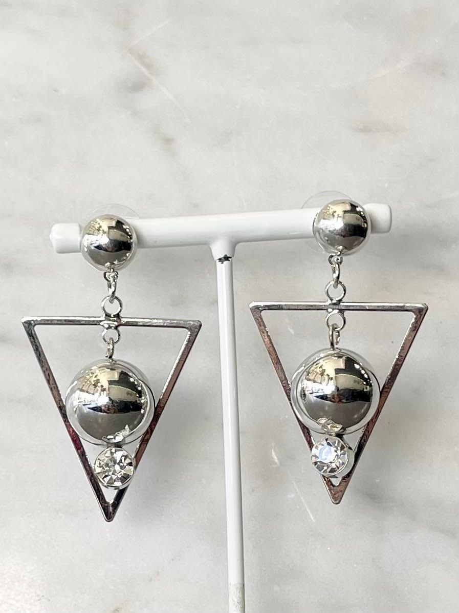 Silver Triangle Dangle Earrings