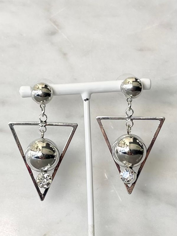 Silver Triangle Dangle Earrings