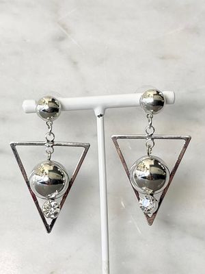 Silver Triangle Dangle Earrings
