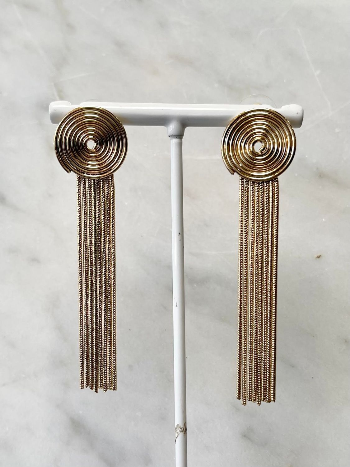 Gold Spiral Dangle Earrings