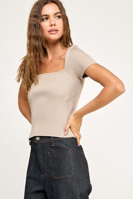 Tamera Square Neck Top - Beige
