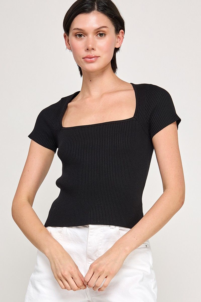 Tamera Square Neck Top - Black